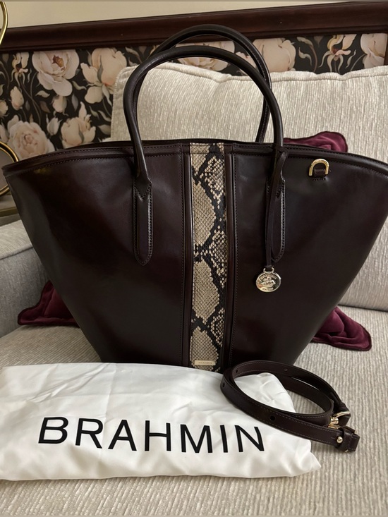 Brahmin Handbags - Brahmin Mira Leather Tote Espresso Layton | Large Market Tote